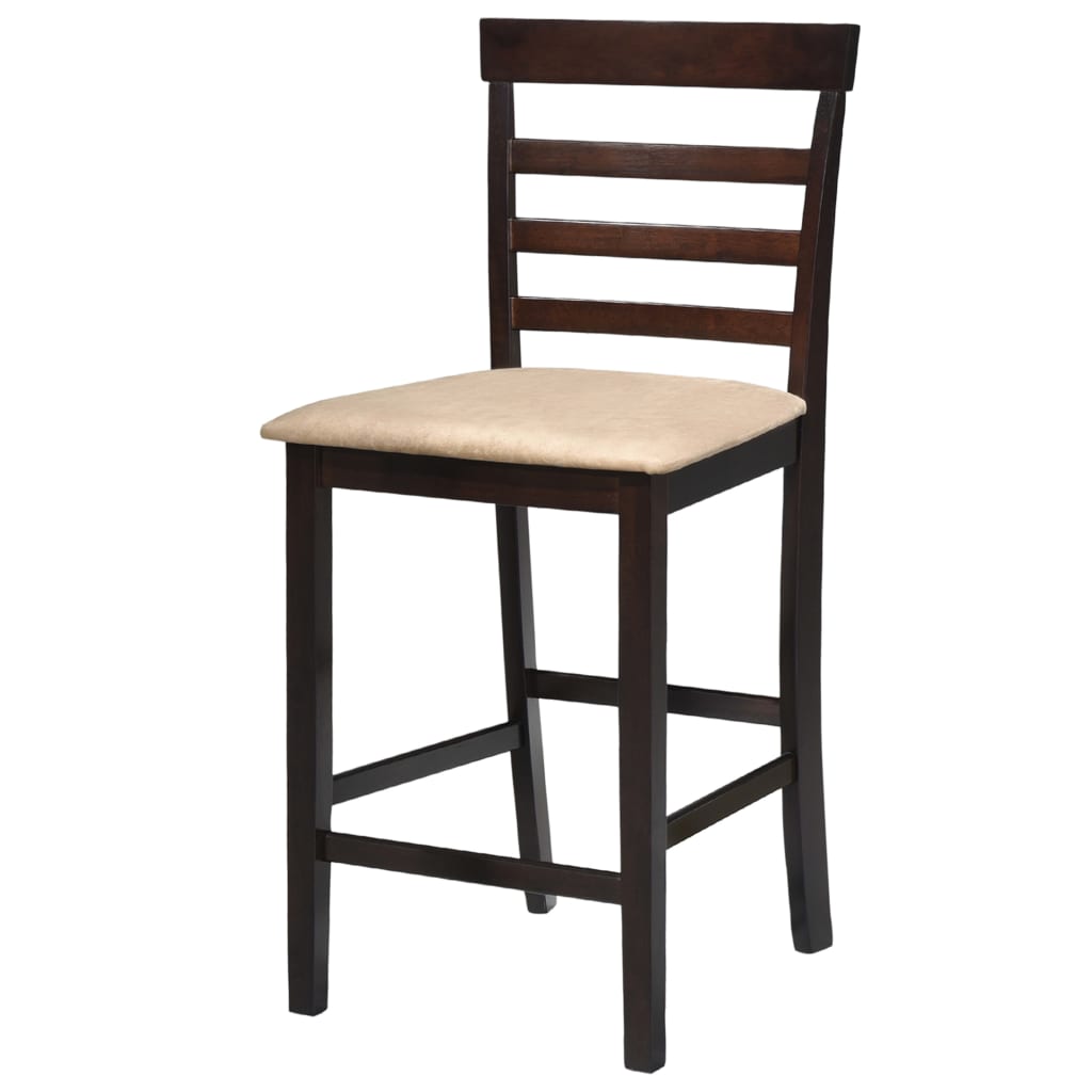 vidaXL Table haute en bois et 4 tabourets de bar marron