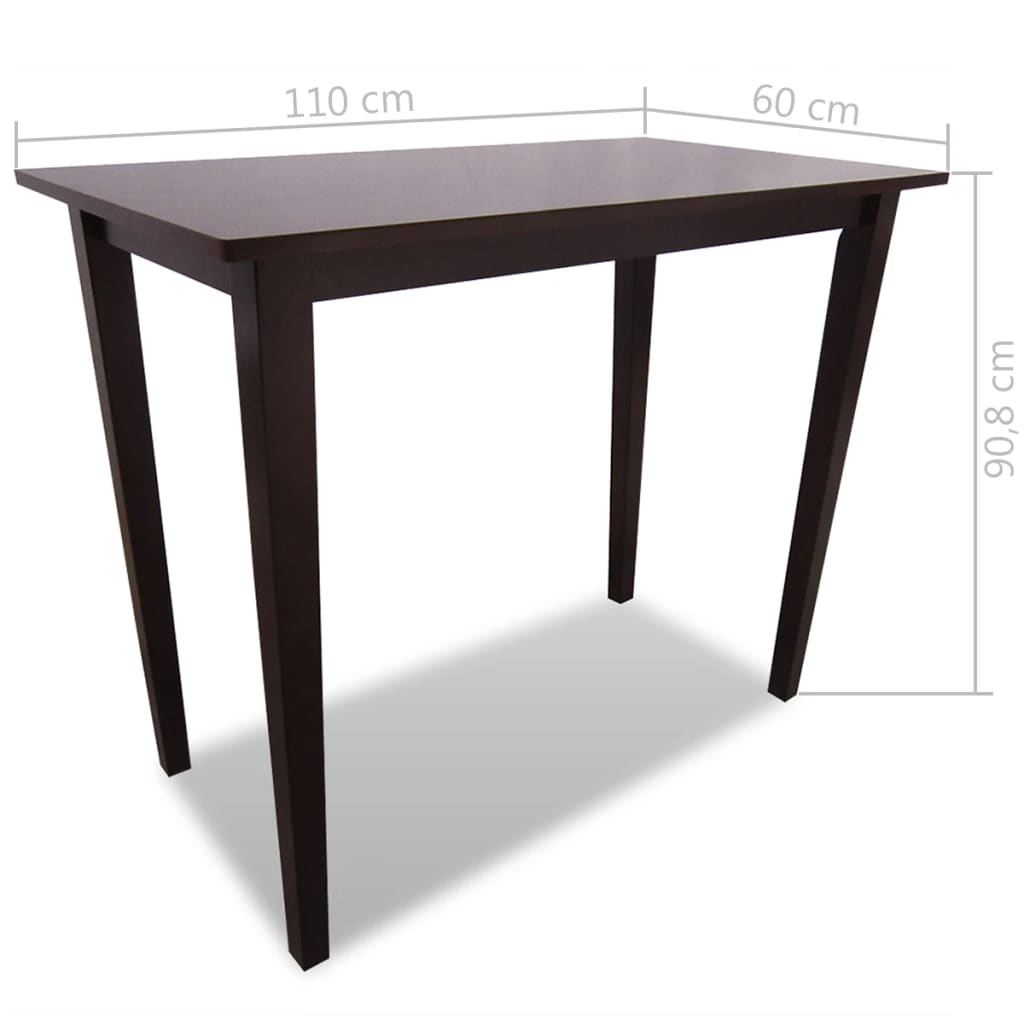 vidaXL Table haute en bois et 4 tabourets de bar marron
