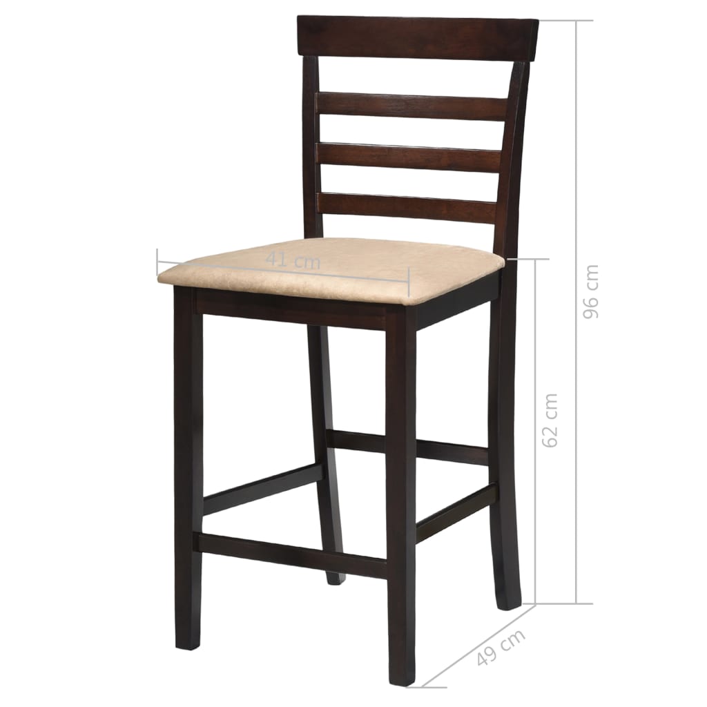 vidaXL Table haute en bois et 4 tabourets de bar marron