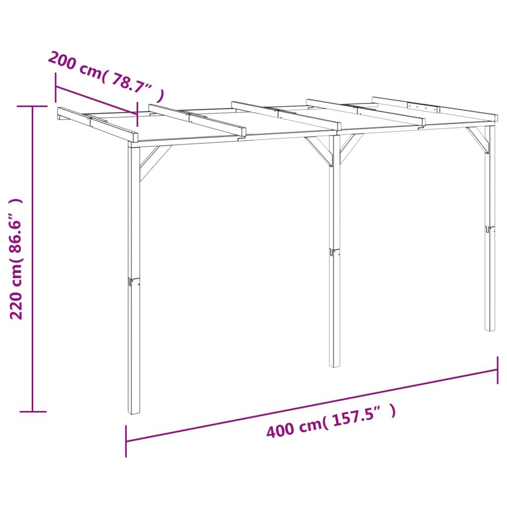 Terrassen-Pergola 2x4x2,2 m Holz