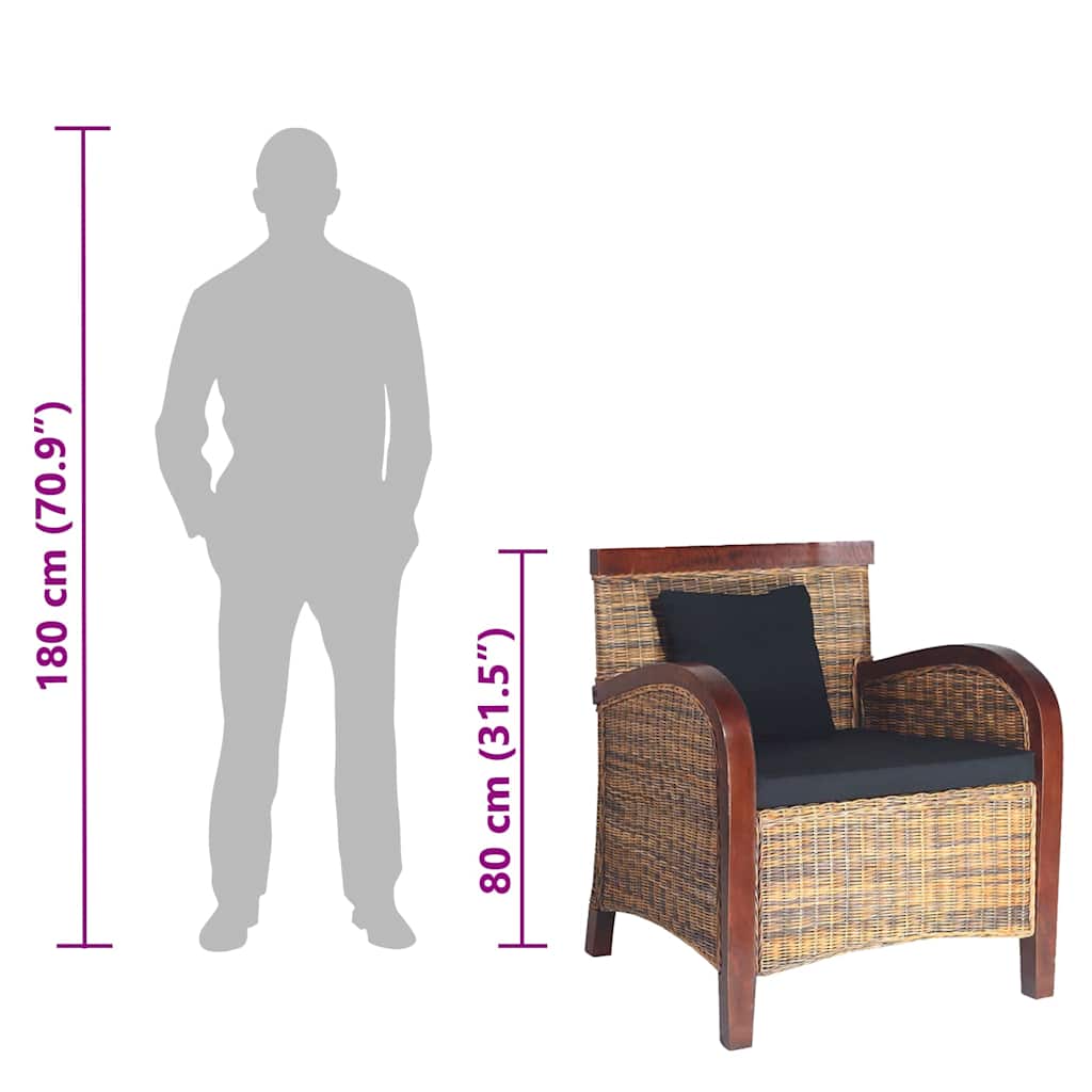 vidaXL Sessel Rattan Handgeflochten