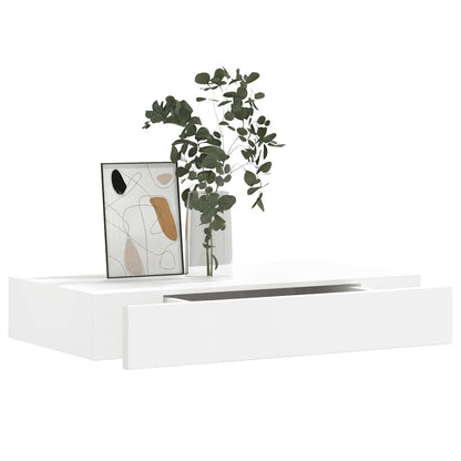 vidaXL Wandregal mit Schublade MDF Weiß