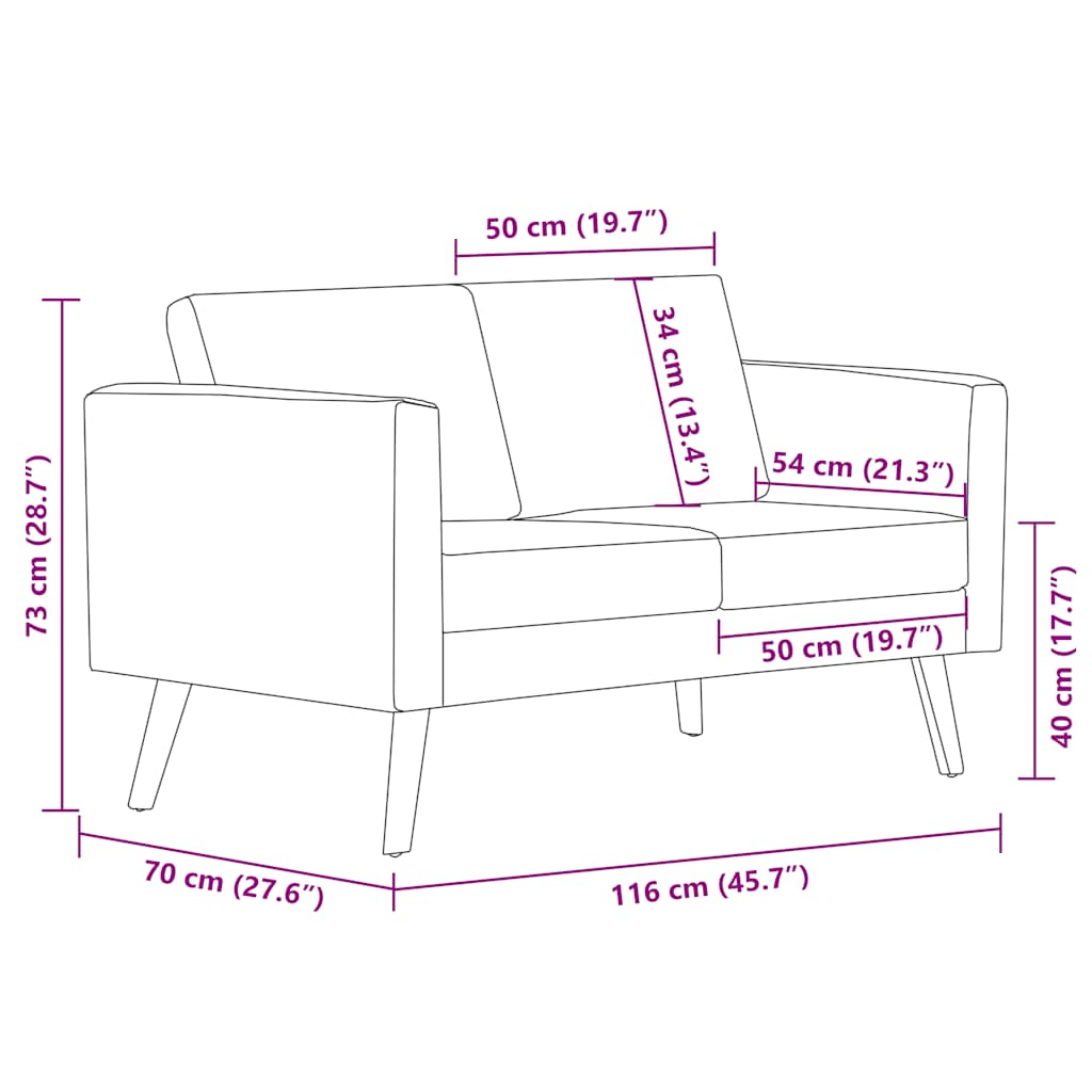 vidaXL Sofa 2-Sitzer Stoff Dunkelgrau