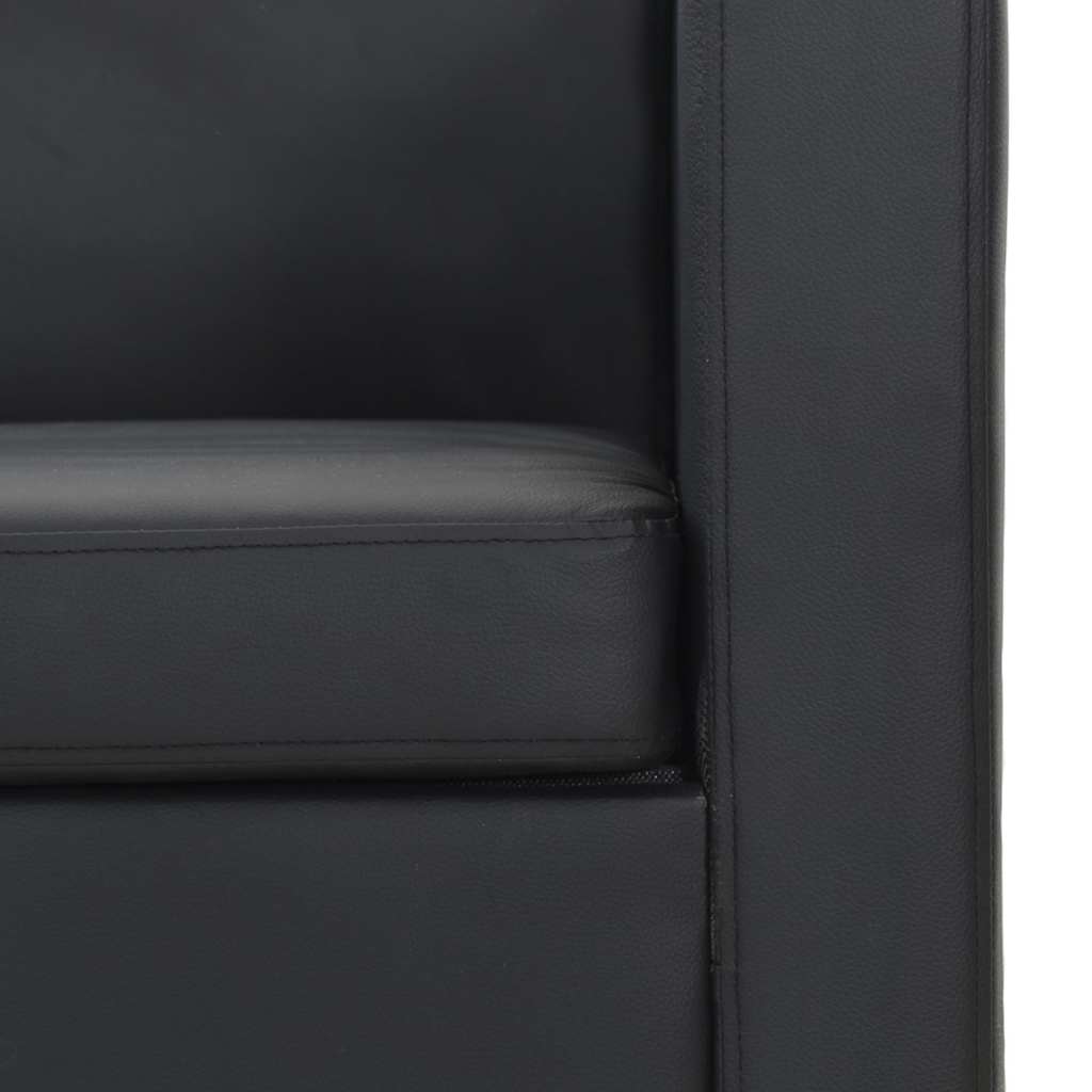 vidaXL Sofa 3-Sitzer Kunstleder Schwarz