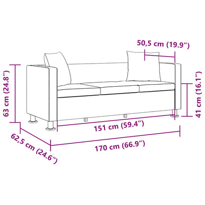 vidaXL Sofa 3-Sitzer Kunstleder Schwarz