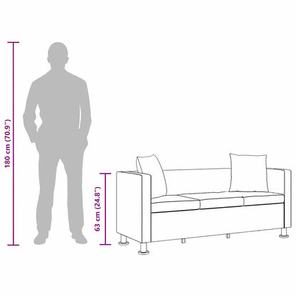 vidaXL Sofa 3-Sitzer Kunstleder Schwarz