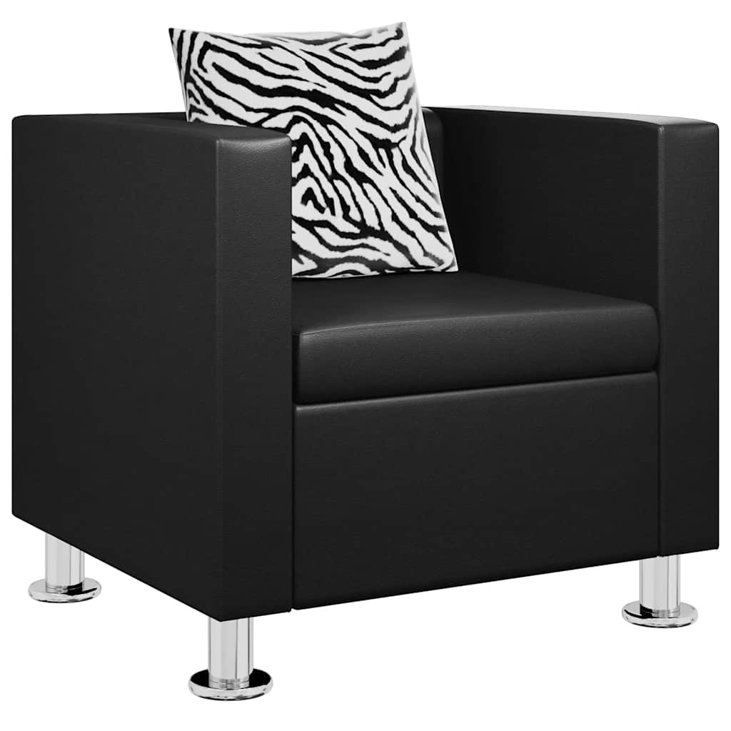 vidaXL Sessel Schwarz Kunstleder