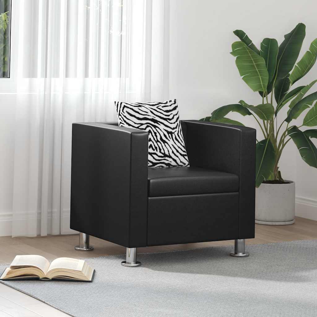 vidaXL Sessel Schwarz Kunstleder