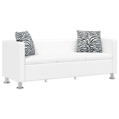 vidaXL Sofa 3-Sitzer Kunstleder Weiß