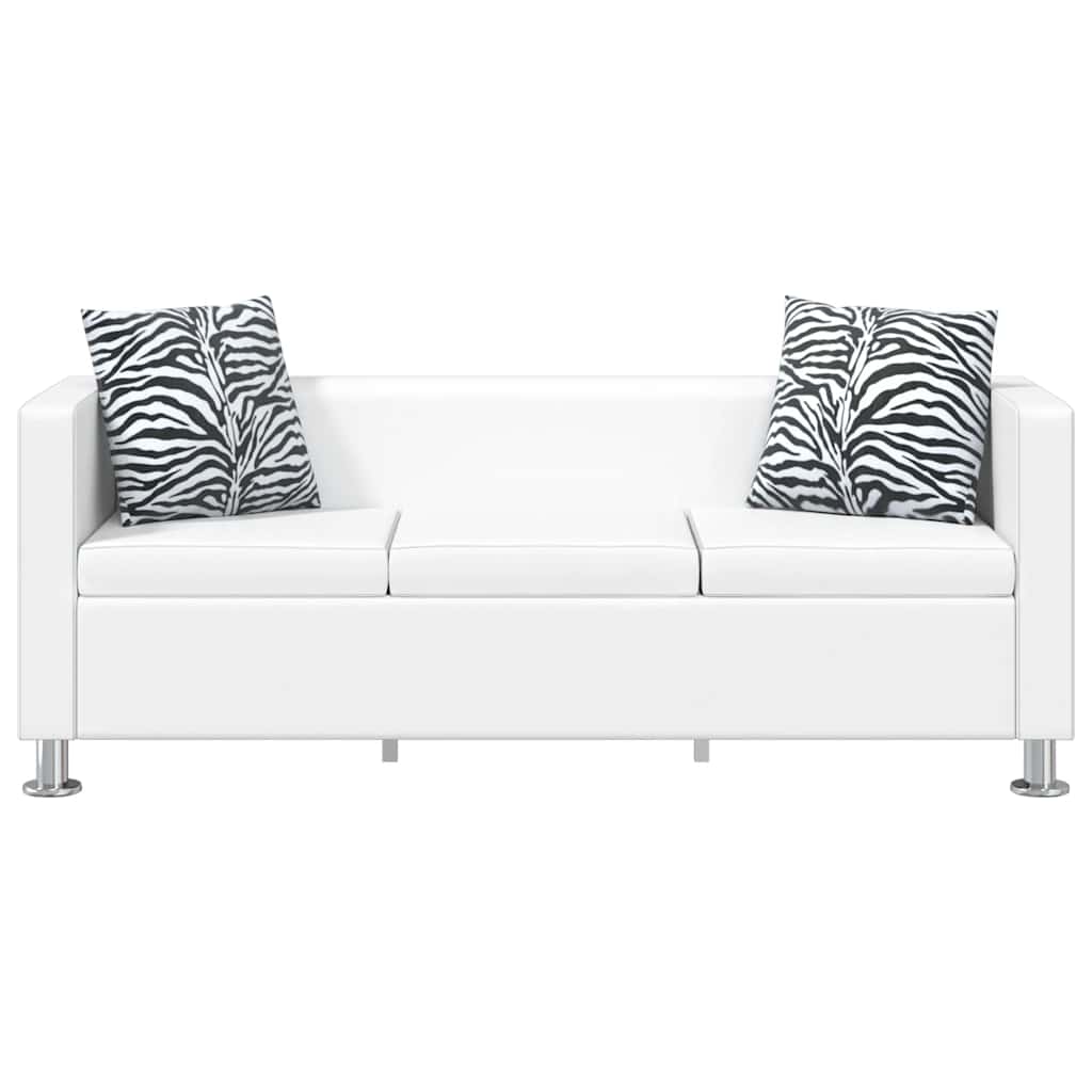 vidaXL Sofa 3-Sitzer Kunstleder Weiß