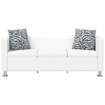 vidaXL Sofa 3-Sitzer Kunstleder Weiß