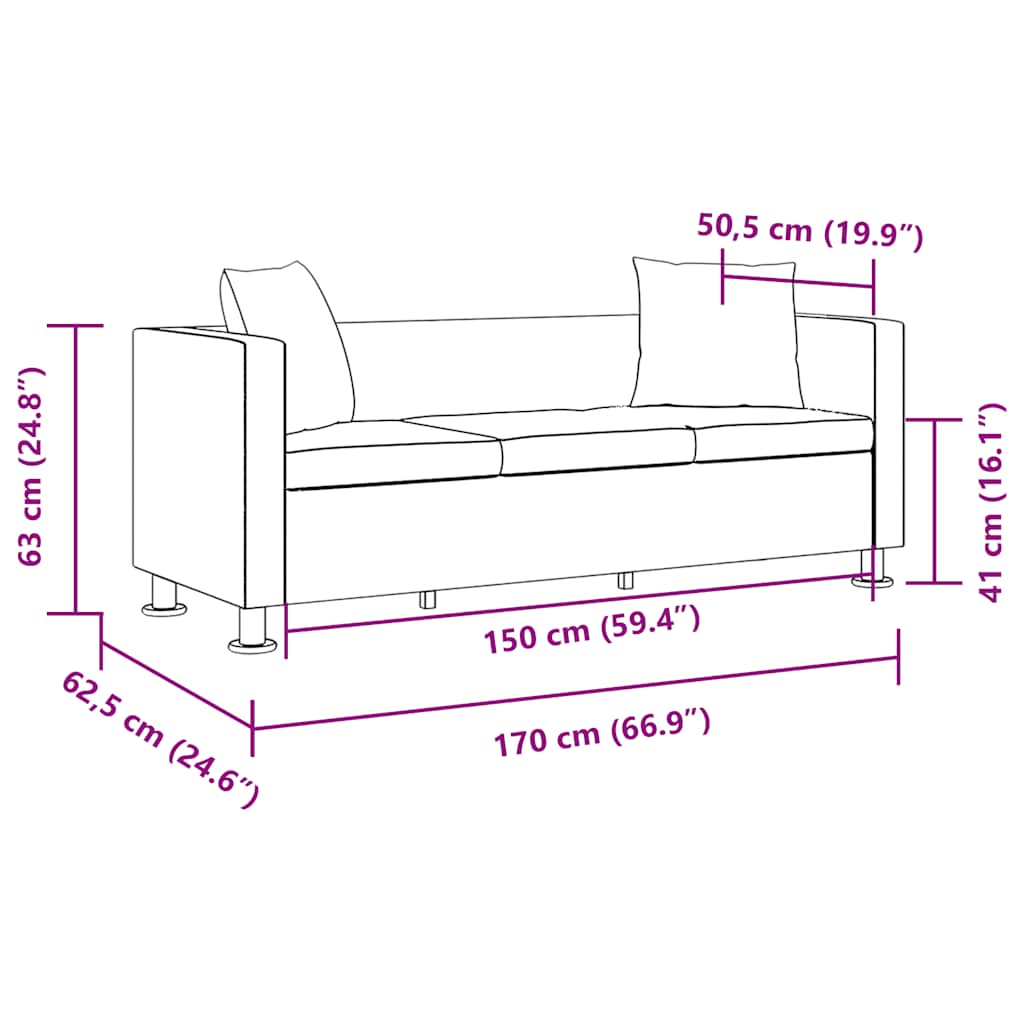 vidaXL Sofa 3-Sitzer Kunstleder Weiß