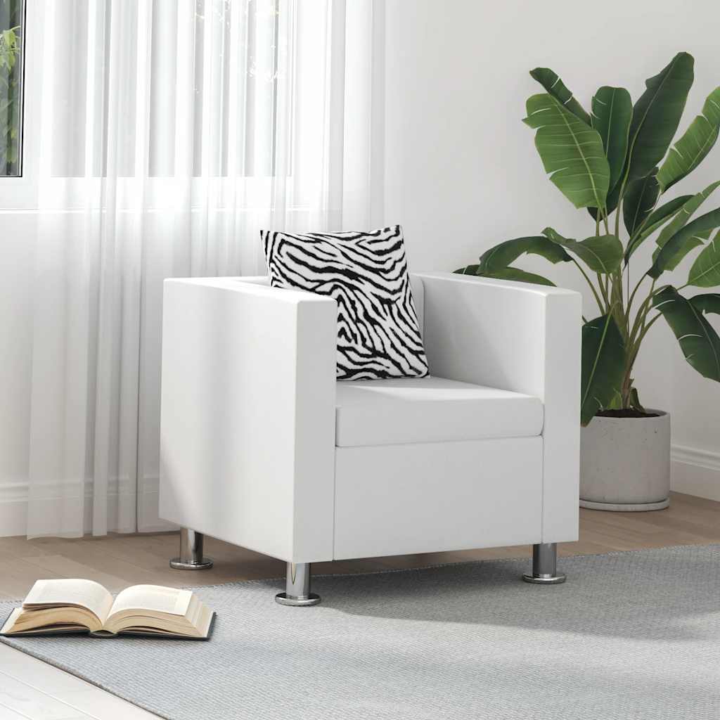 vidaXL Sessel Weiß Kunstleder