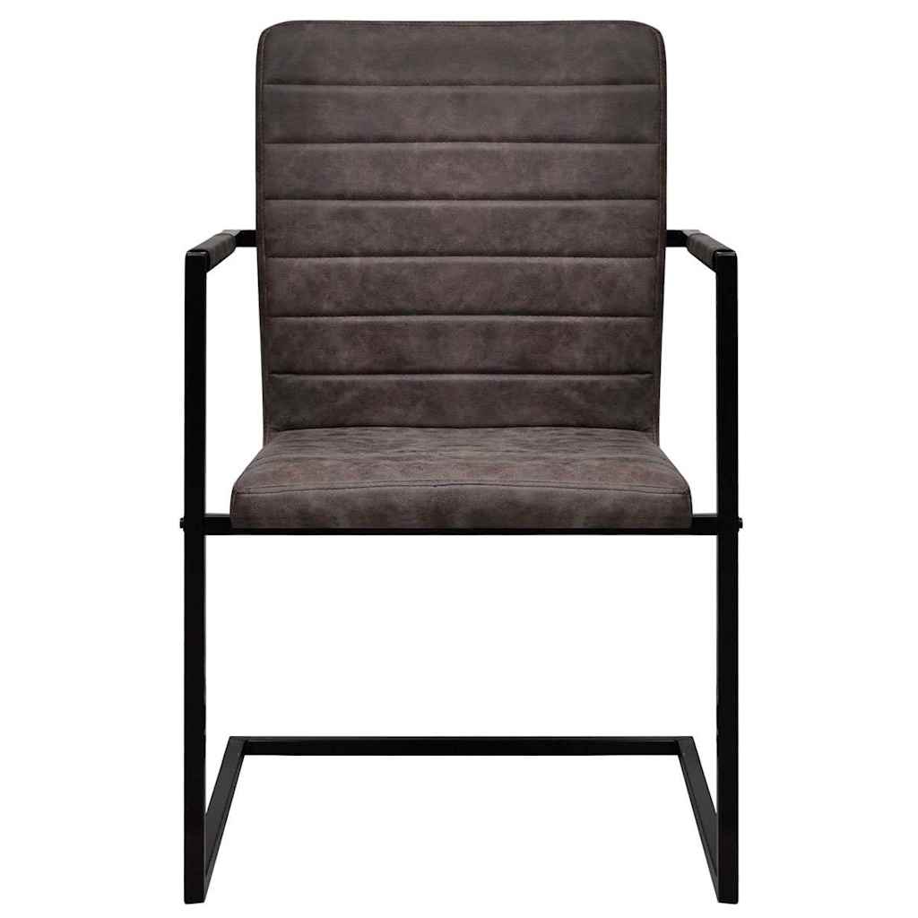 vidaXL Freischwinger 2 Stk. Dunkelbraun Kunstleder