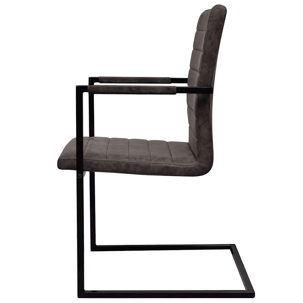 vidaXL Freischwinger 2 Stk. Dunkelbraun Kunstleder