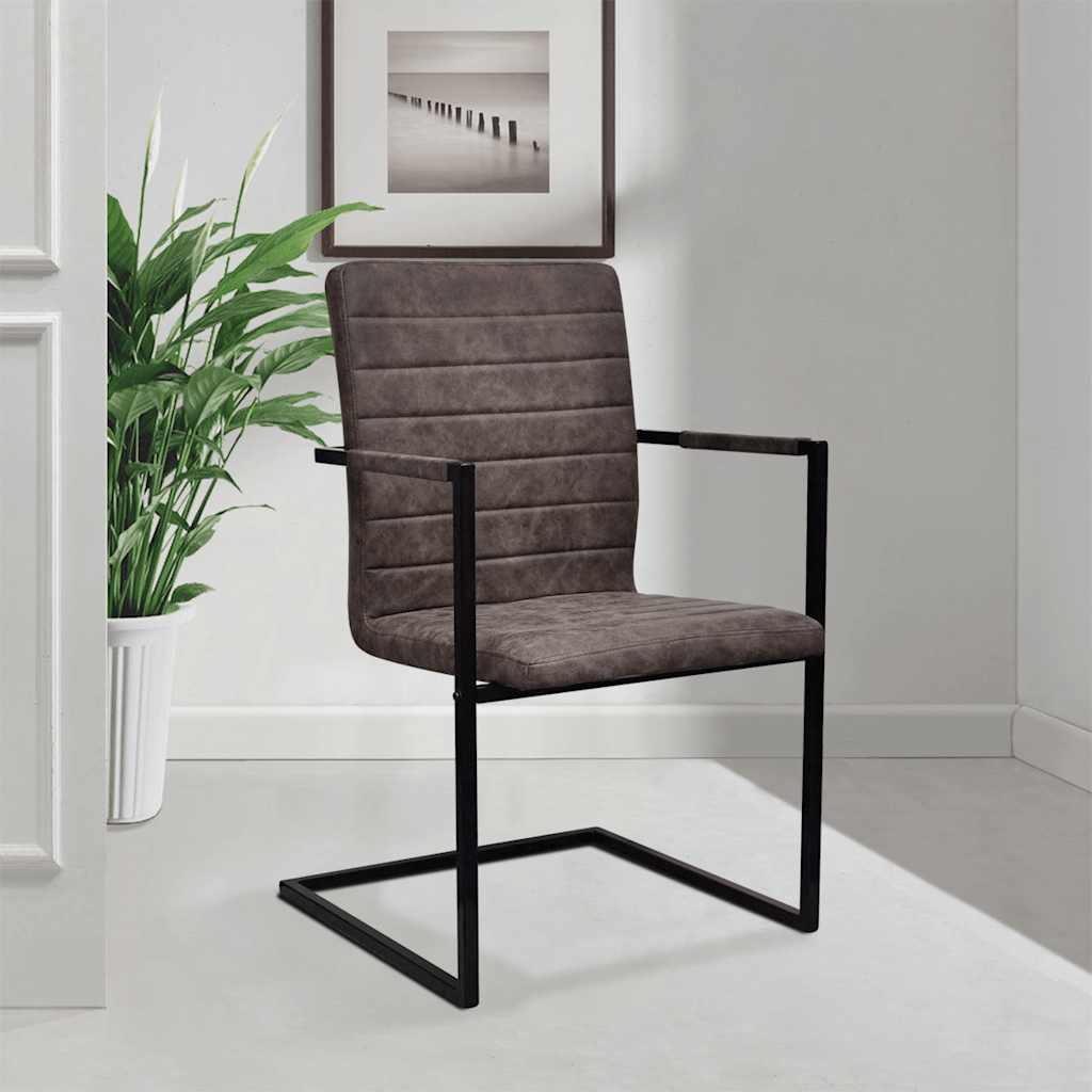 vidaXL Freischwinger 2 Stk. Dunkelbraun Kunstleder
