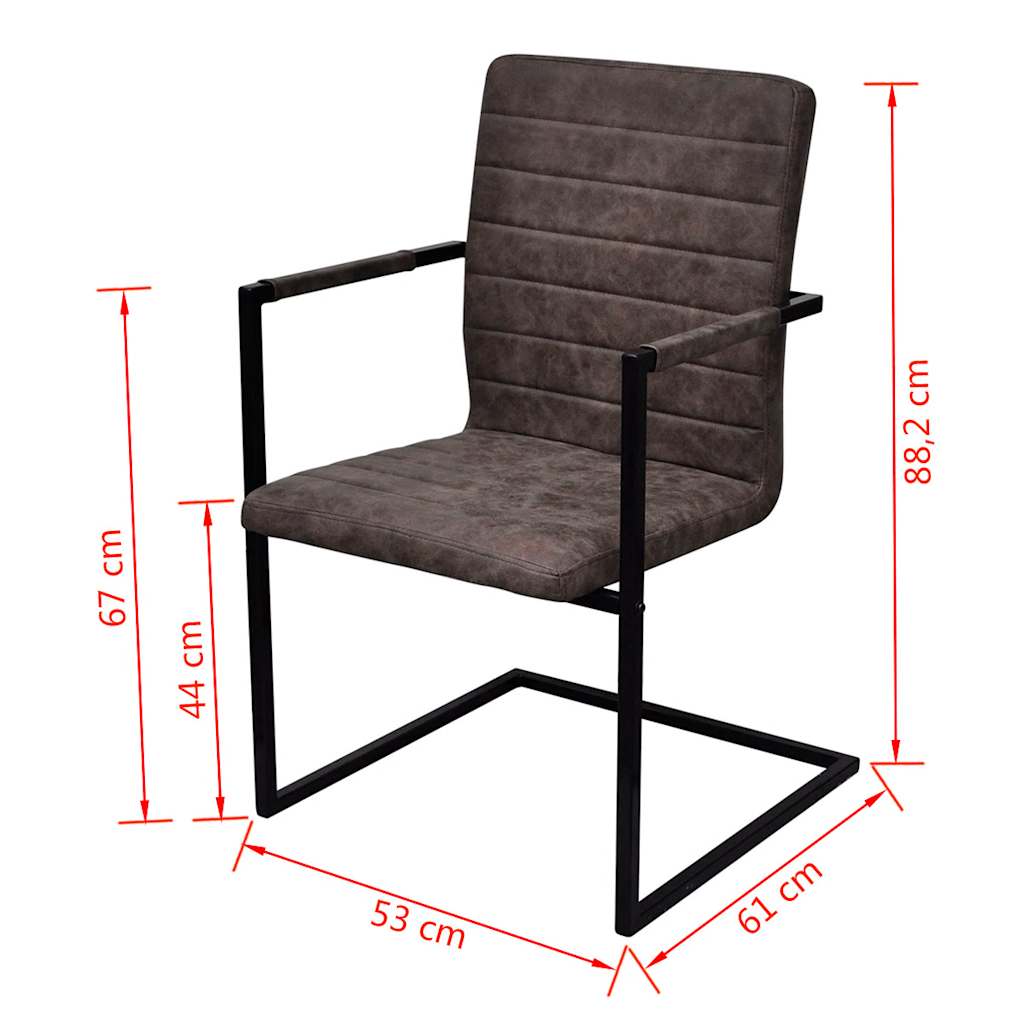 vidaXL Freischwinger 2 Stk. Dunkelbraun Kunstleder