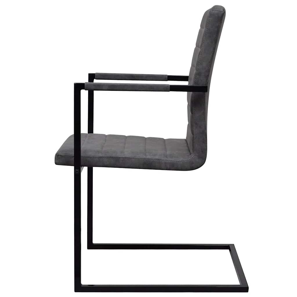 vidaXL Freischwinger 2 Stk. Dunkelgrau Kunstleder