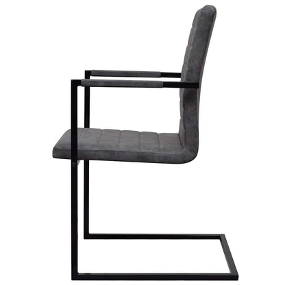 vidaXL Freischwinger 2 Stk. Dunkelgrau Kunstleder