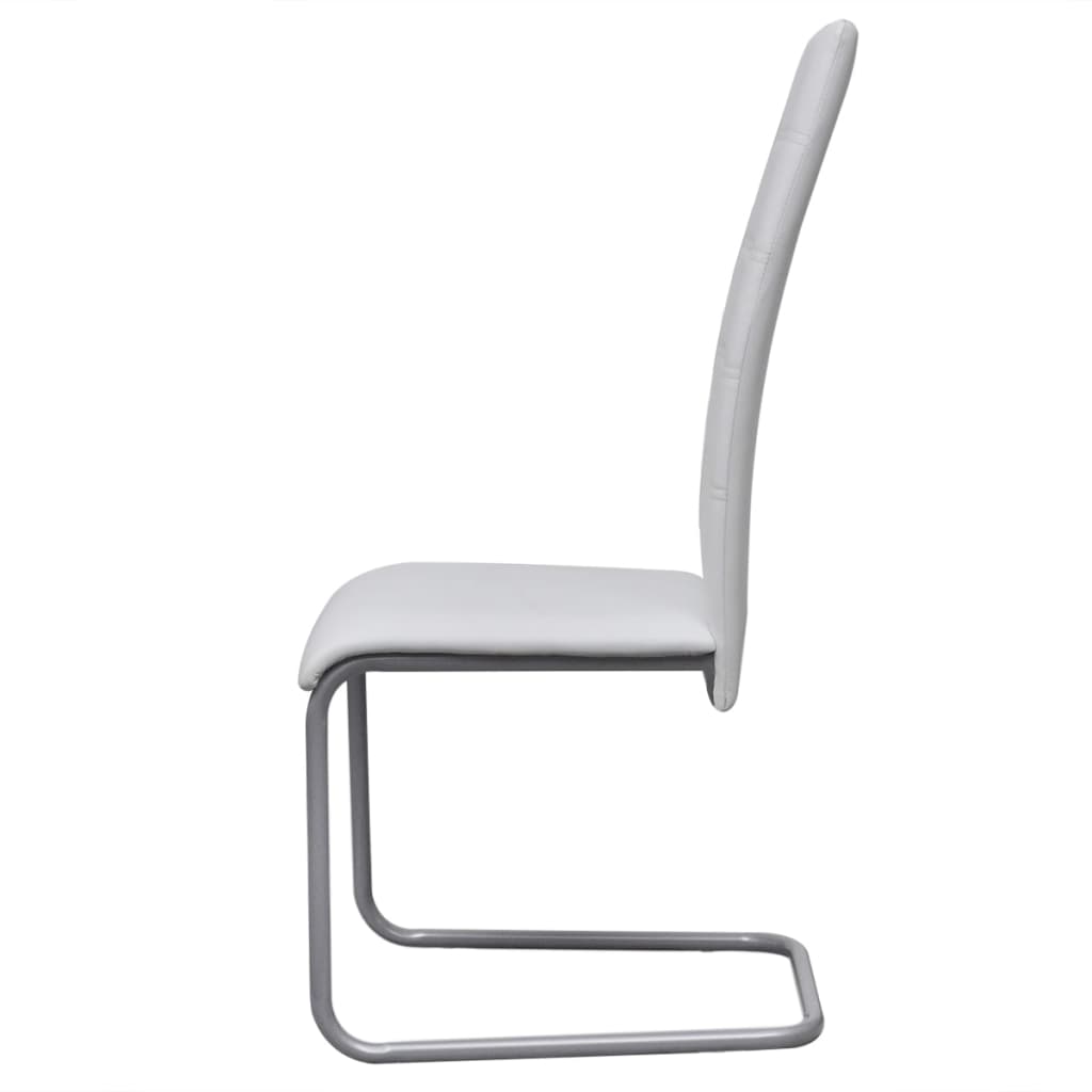 vidaXL Freischwinger 2 Stk. Weiß Kunstleder