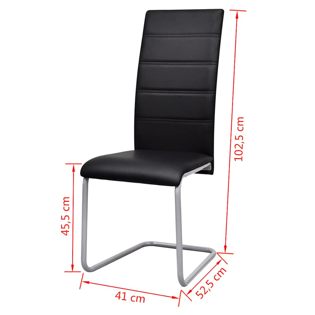 vidaXL Freischwinger 2 Stk. Schwarz Kunstleder