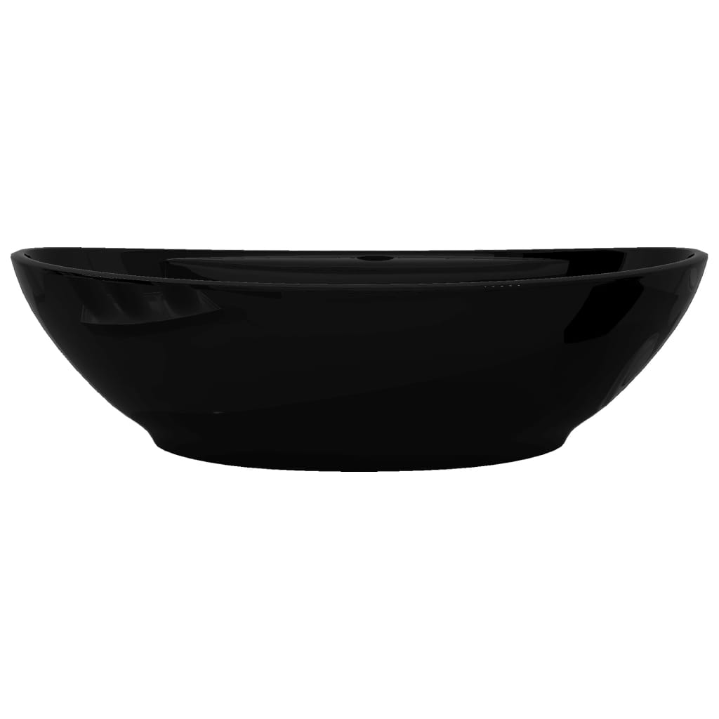 Lavabo céramique trou de robinetterie/trop-plein ovale noir