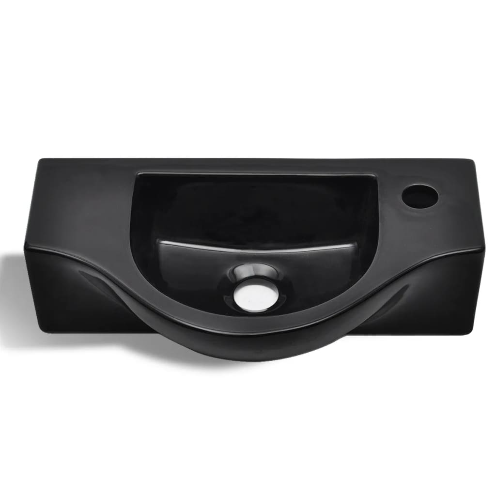 Lavabo en céramique avec trou de robinet noir
