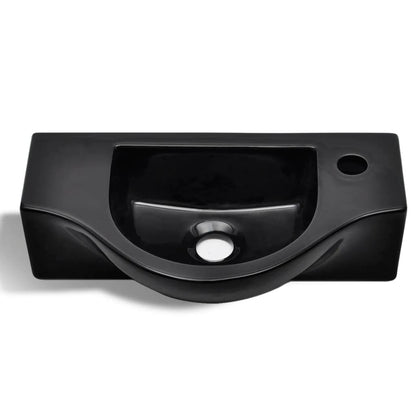 Lavabo en céramique avec trou de robinet noir
