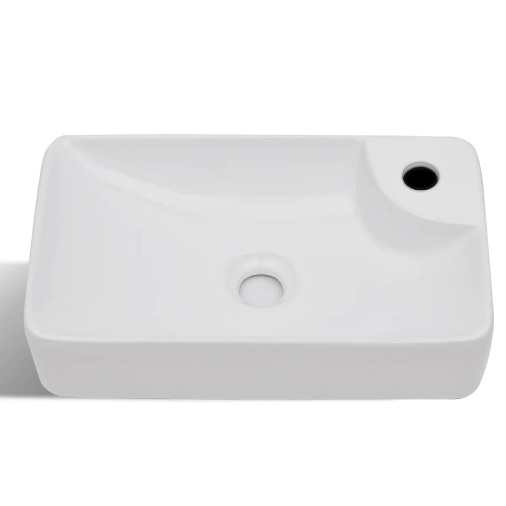 Lavabo en céramique avec trou de robinetterie blanc