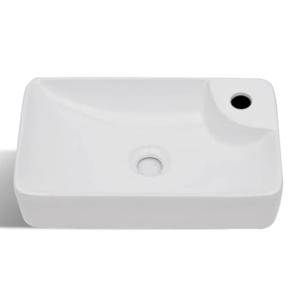 Lavabo en céramique avec trou de robinetterie blanc