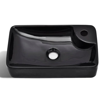 Lavabo en céramique avec trou de robinet noir