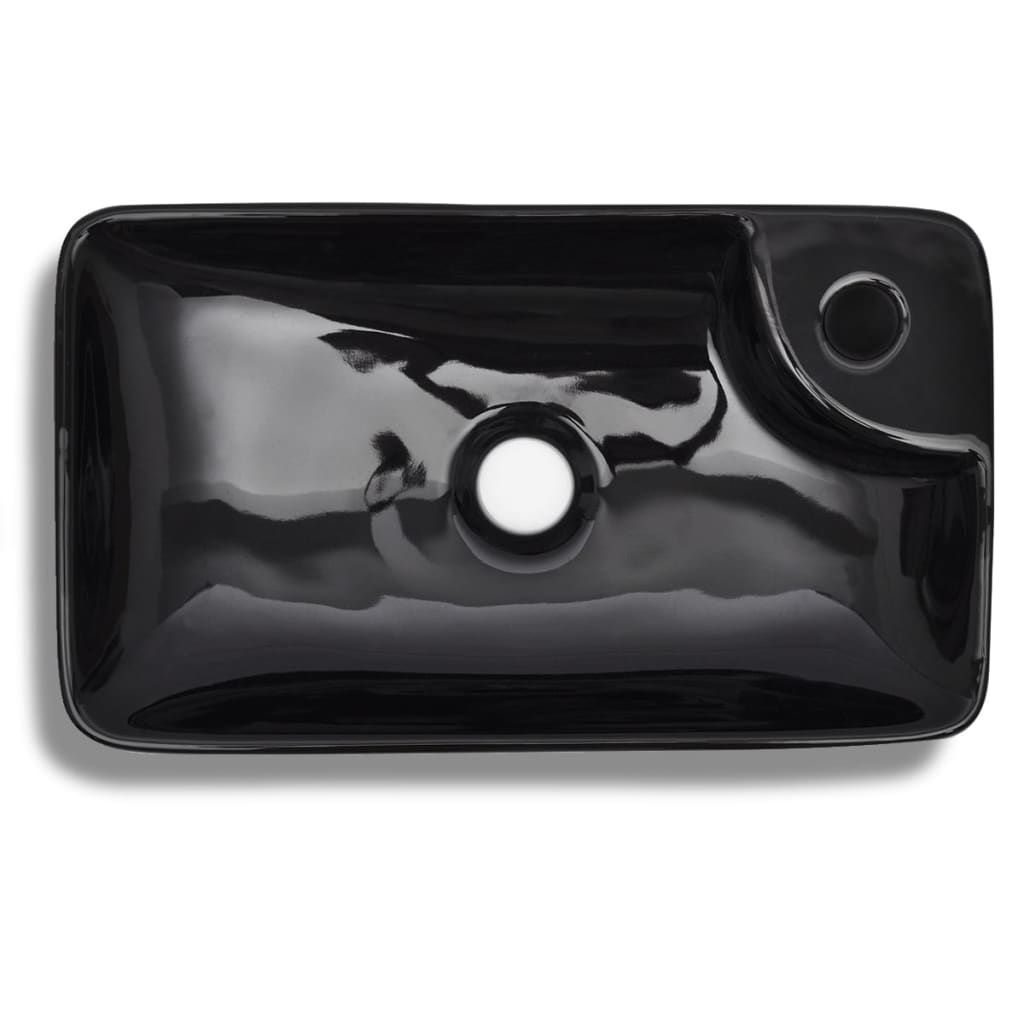 Lavabo en céramique avec trou de robinet noir