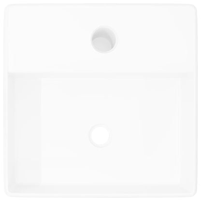 Lavabo en céramique avec trou de robinetterie Blanc Carré
