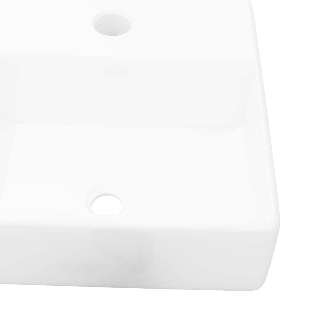 Lavabo en céramique avec trou de robinetterie Blanc Carré