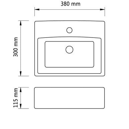 Lavabo en céramique avec trou de robinetterie Blanc Carré