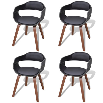 vidaXL Chaises de salle à manger 4 pcs Similicuir et bois courbé noirs
