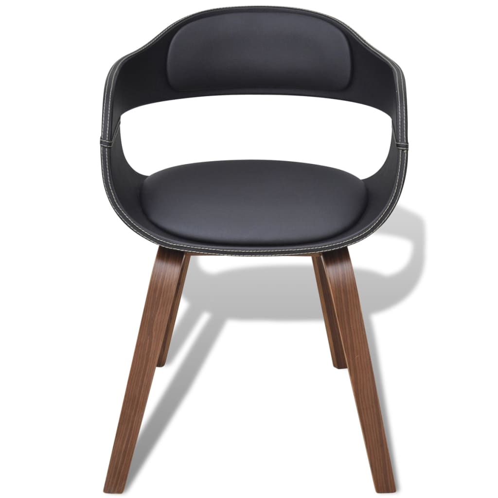 vidaXL Chaises de salle à manger 4 pcs Similicuir et bois courbé noirs