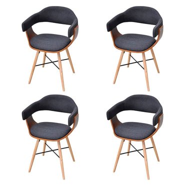vidaXL Chaises de salle à manger 4 pcs Gris foncé Bois courbé et tissu