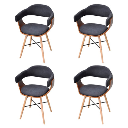 vidaXL Chaises de salle à manger 4 pcs Gris foncé Bois courbé et tissu