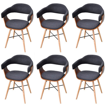 vidaXL Chaises de salle à manger 6 pcs Gris foncé Bois courbé et Tissu