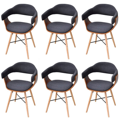 vidaXL Chaises de salle à manger 6 pcs Gris foncé Bois courbé et Tissu