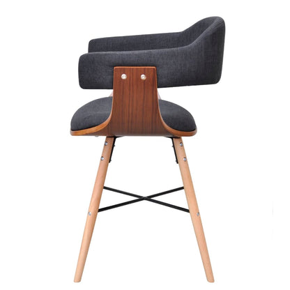 vidaXL Chaises de salle à manger 6 pcs Gris foncé Bois courbé et Tissu