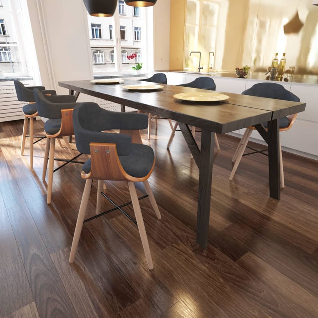 vidaXL Chaises de salle à manger 6 pcs Gris foncé Bois courbé et Tissu