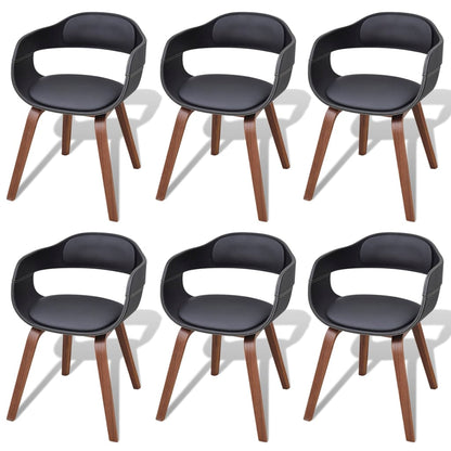 vidaXL Chaises de salle à manger 6 pcs Noir Bois courbé et similicuir