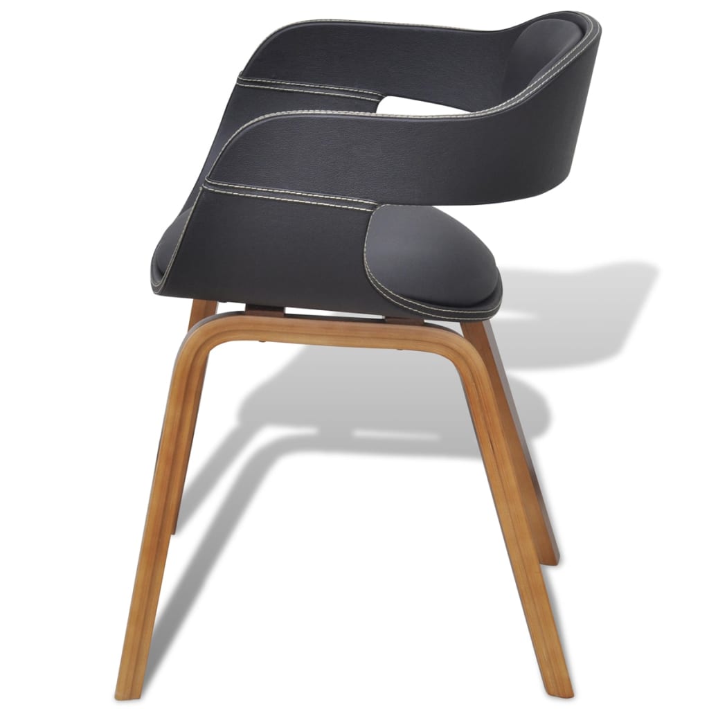 vidaXL Chaises de salle à manger 6 pcs Noir Bois courbé et similicuir