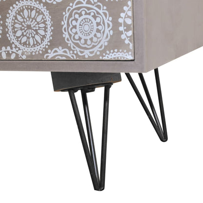 vidaXL Table de chevet à 3 tiroirs Gris et marron