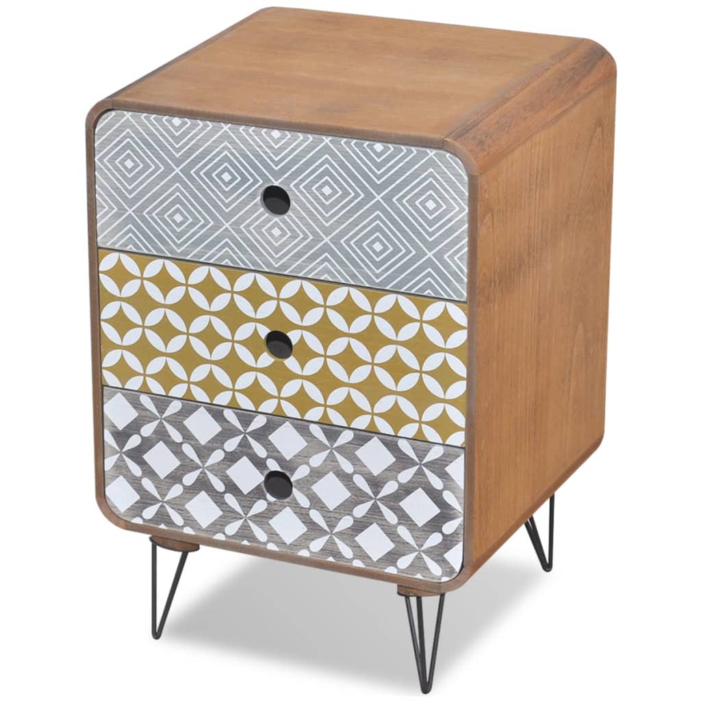 vidaXL Commode de chevet avec 3 tiroirs Marron