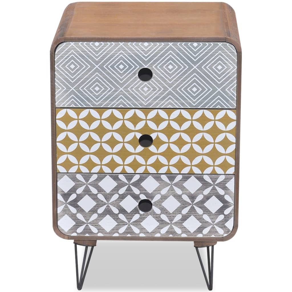vidaXL Commode de chevet avec 3 tiroirs Marron