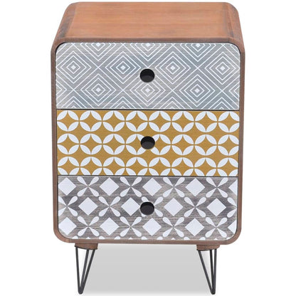 vidaXL Commode de chevet avec 3 tiroirs Marron