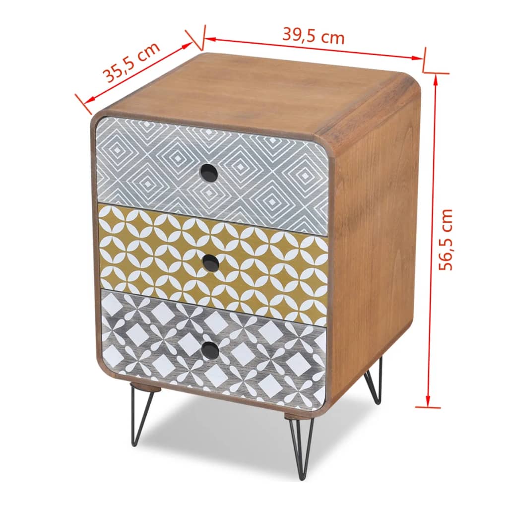 vidaXL Commode de chevet avec 3 tiroirs Marron
